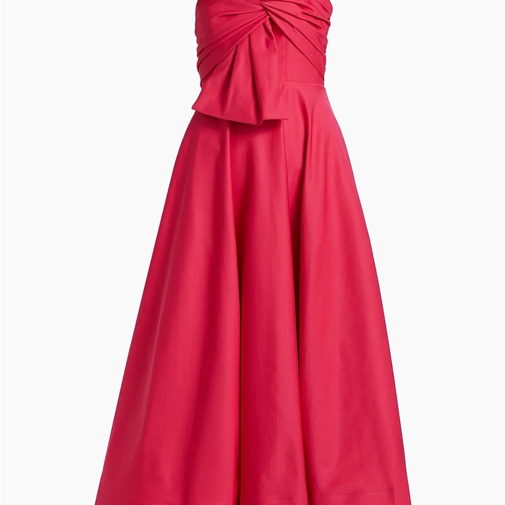 Sylvia Faille Bow Sateen One-Shoulder Midi Dress